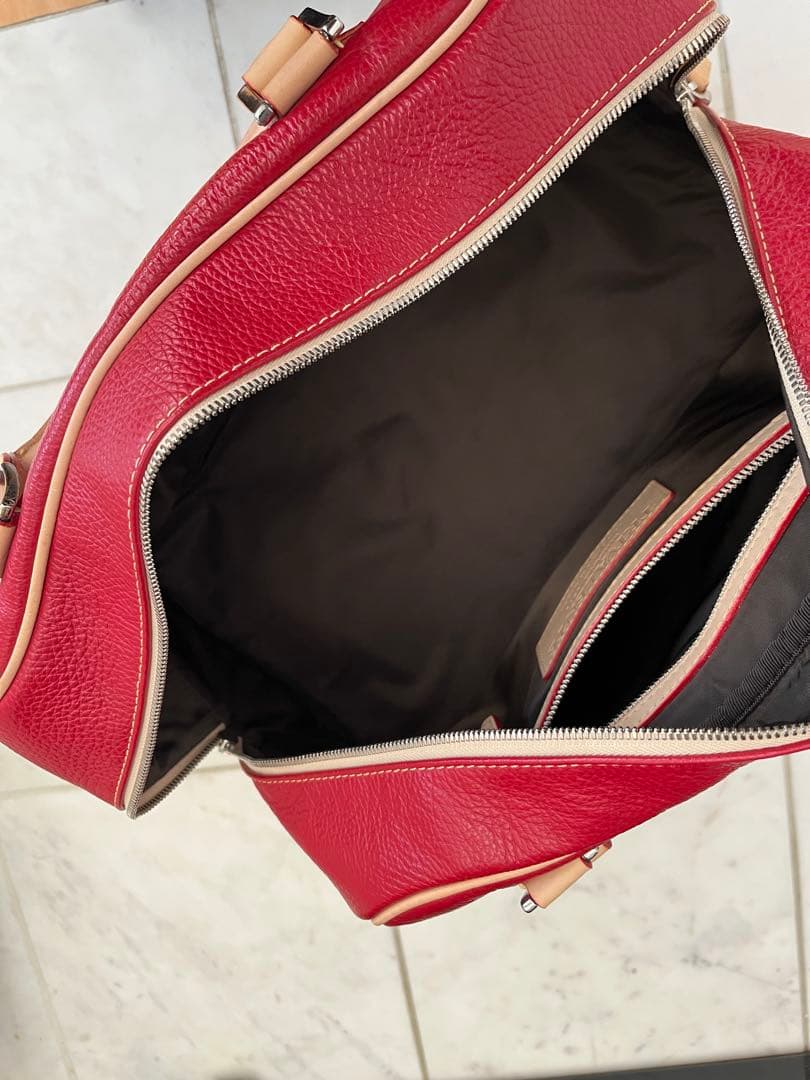 ゴルフダイジェスト掲載　ゴルフバッグ　本革　赤