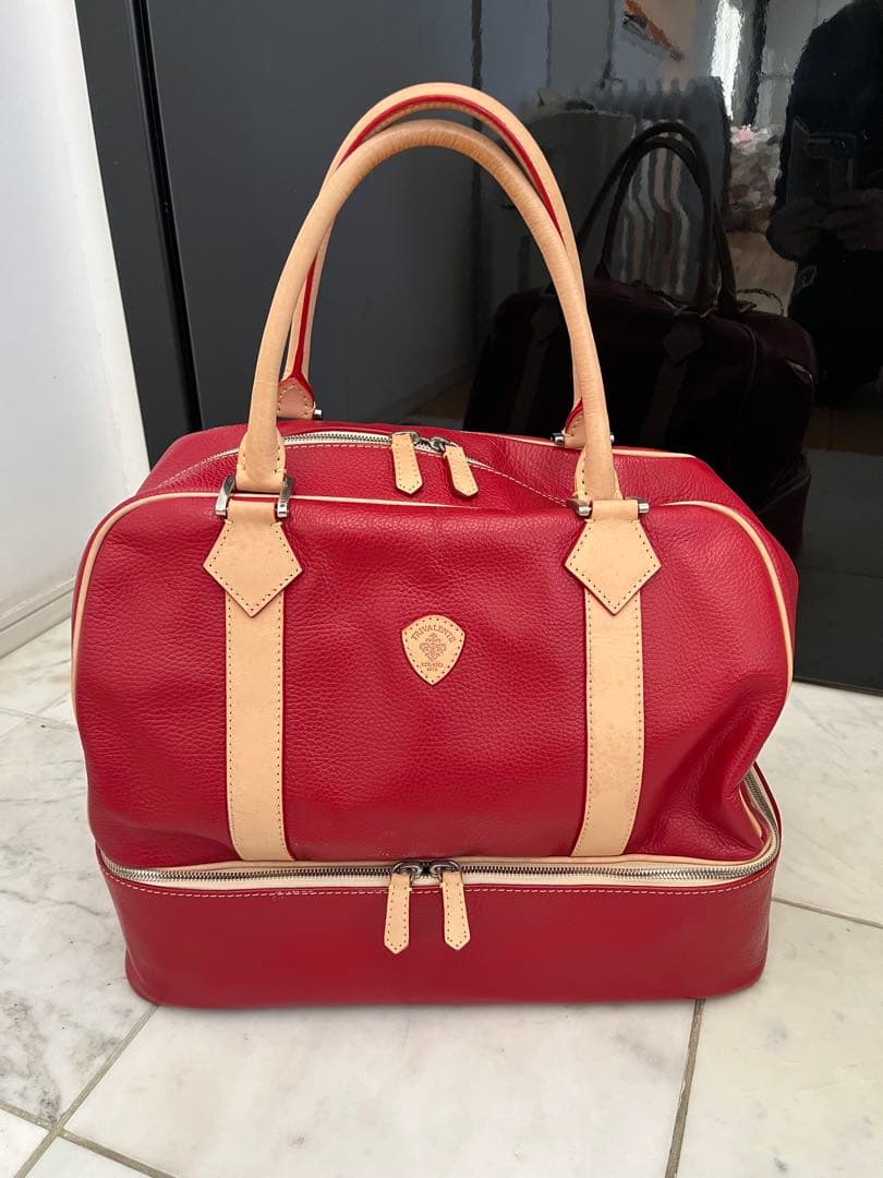 ゴルフダイジェスト掲載　ゴルフバッグ　本革　赤