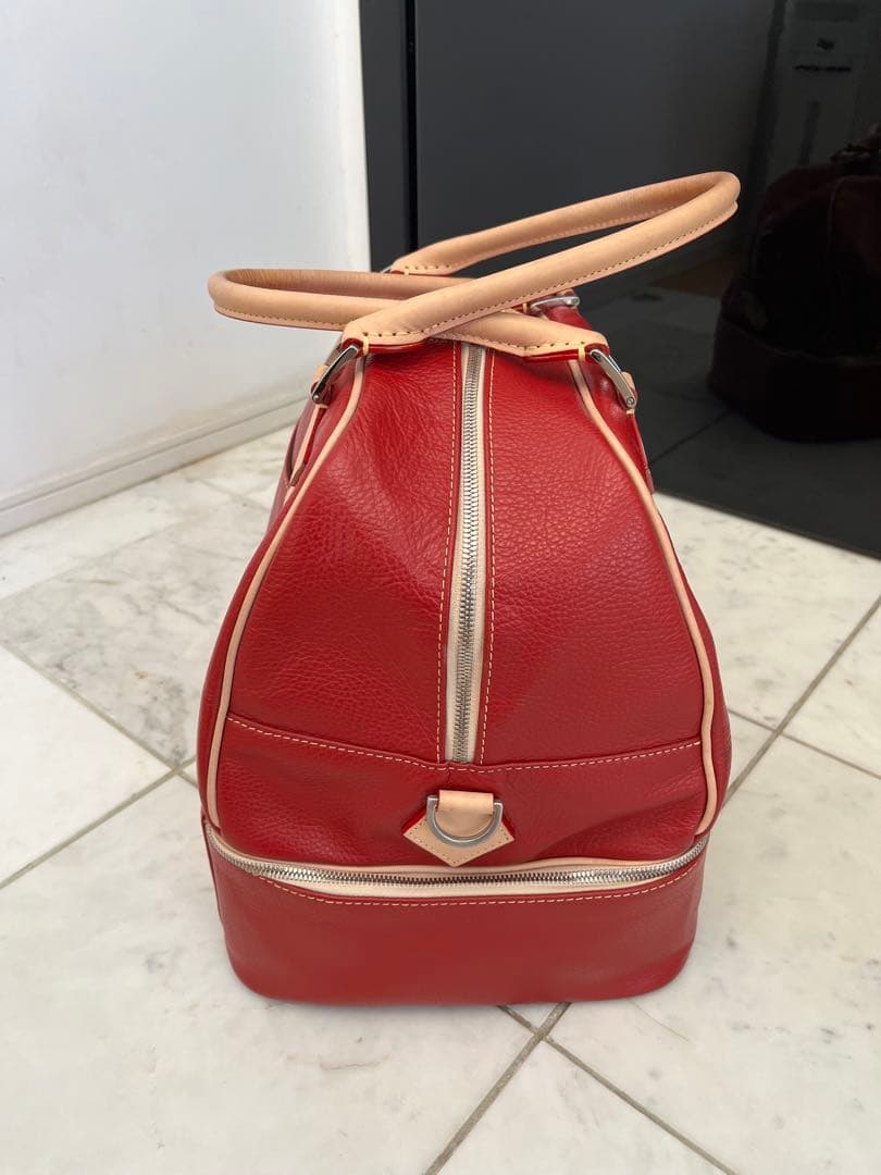 ゴルフダイジェスト掲載　ゴルフバッグ　本革　赤