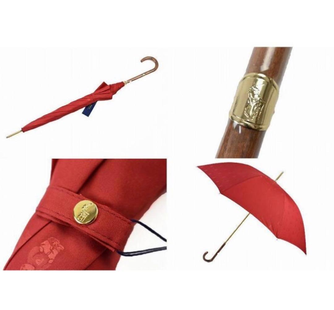 れー♡ポロ ラルフローレン 雨傘 長傘 ポロベア レッド 60cm