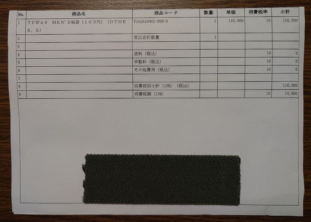 TFW49 MEN'S福袋(10万円)