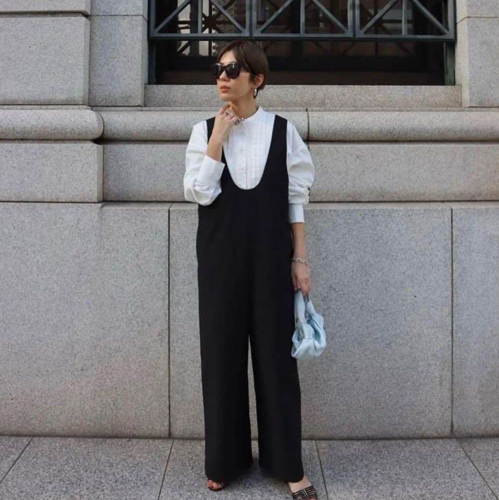 新品タグ付き✨マチャット　Uネックオールインワンサロペット　ブラック大きいサイズ