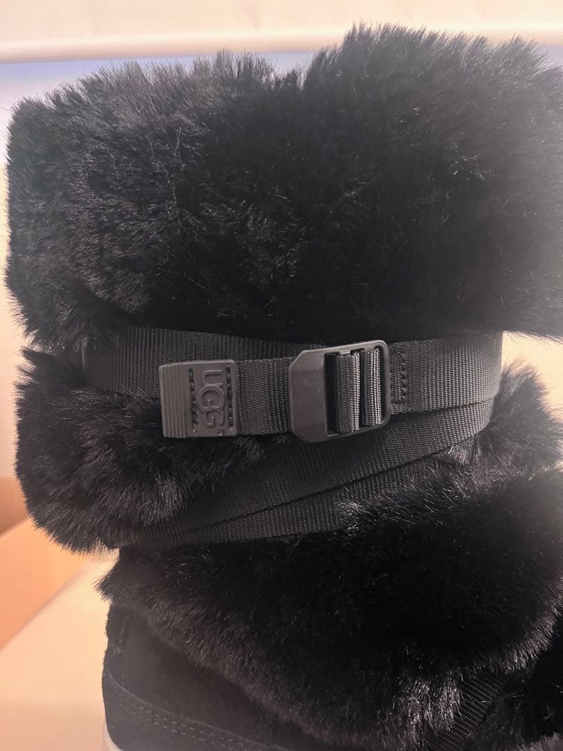 plum☆様　UGG ボアブーツ 24 24.5 ブラック ファー 防寒 防水