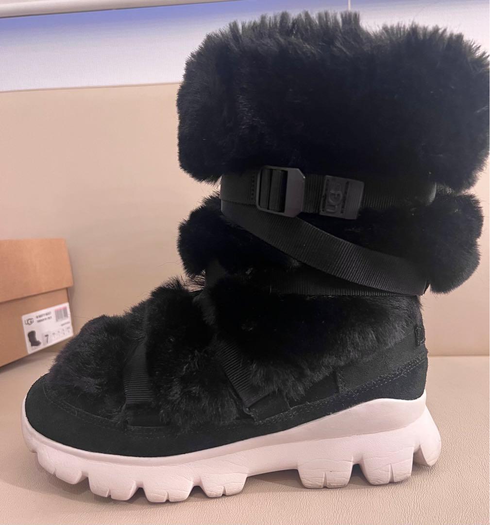 plum☆様　UGG ボアブーツ 24 24.5 ブラック ファー 防寒 防水