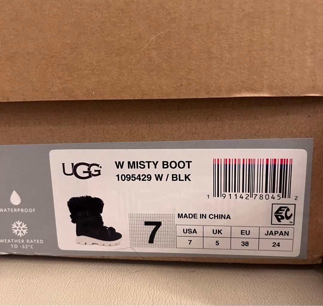 plum☆様　UGG ボアブーツ 24 24.5 ブラック ファー 防寒 防水