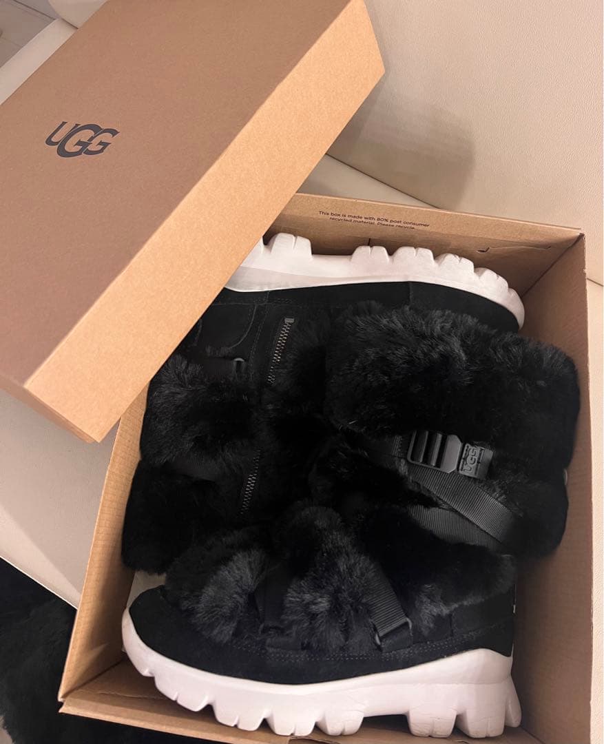 plum☆様　UGG ボアブーツ 24 24.5 ブラック ファー 防寒 防水