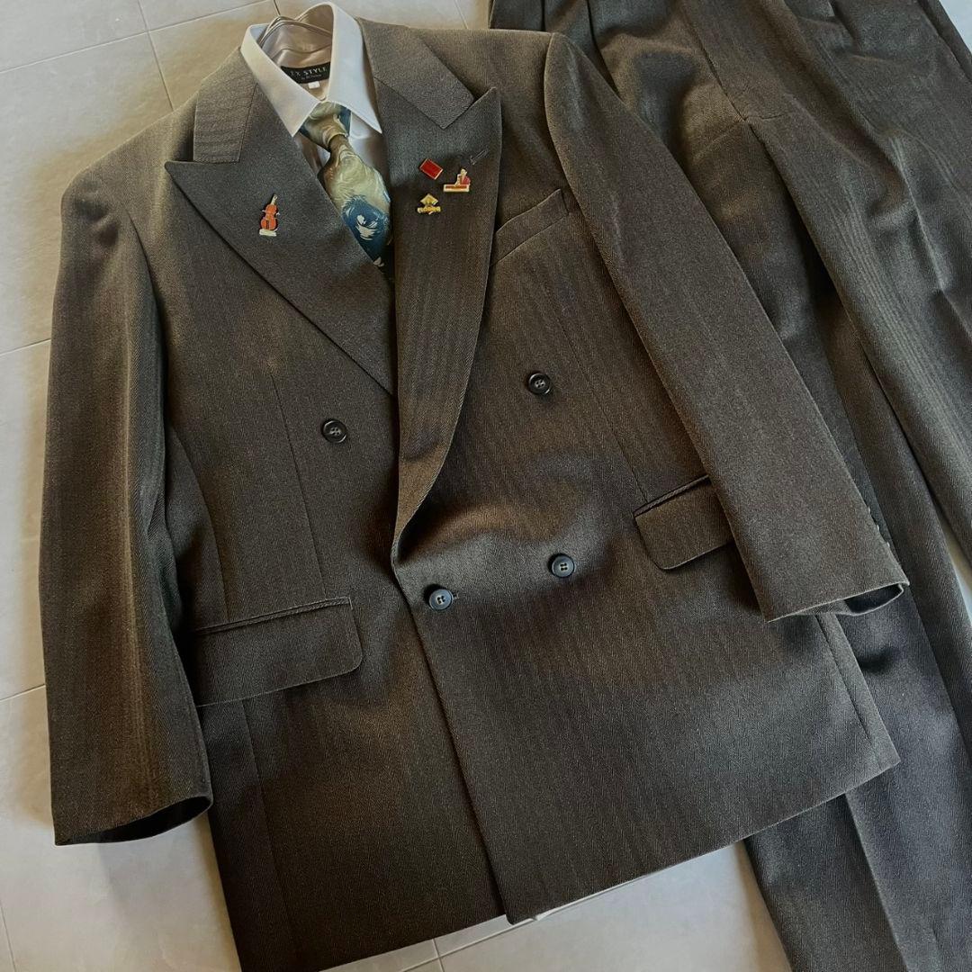 00's ダブルスーツ セットアップ シャツ ネクタイ ピンズ 5点セット