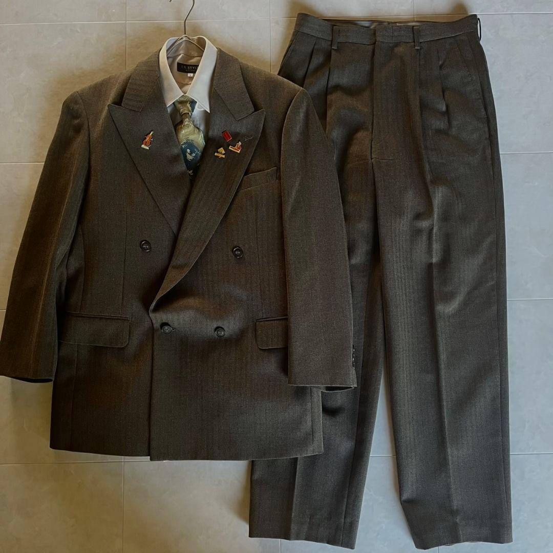 00's ダブルスーツ セットアップ シャツ ネクタイ ピンズ 5点セット