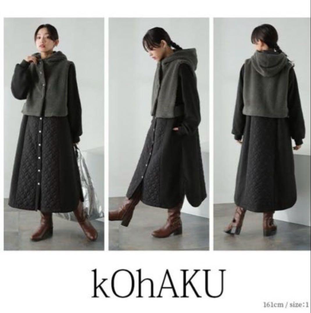 セール❤️【新品】kOhAKUコハク コート&ベスト〈2〉LL3L 可愛い♥︎黒系