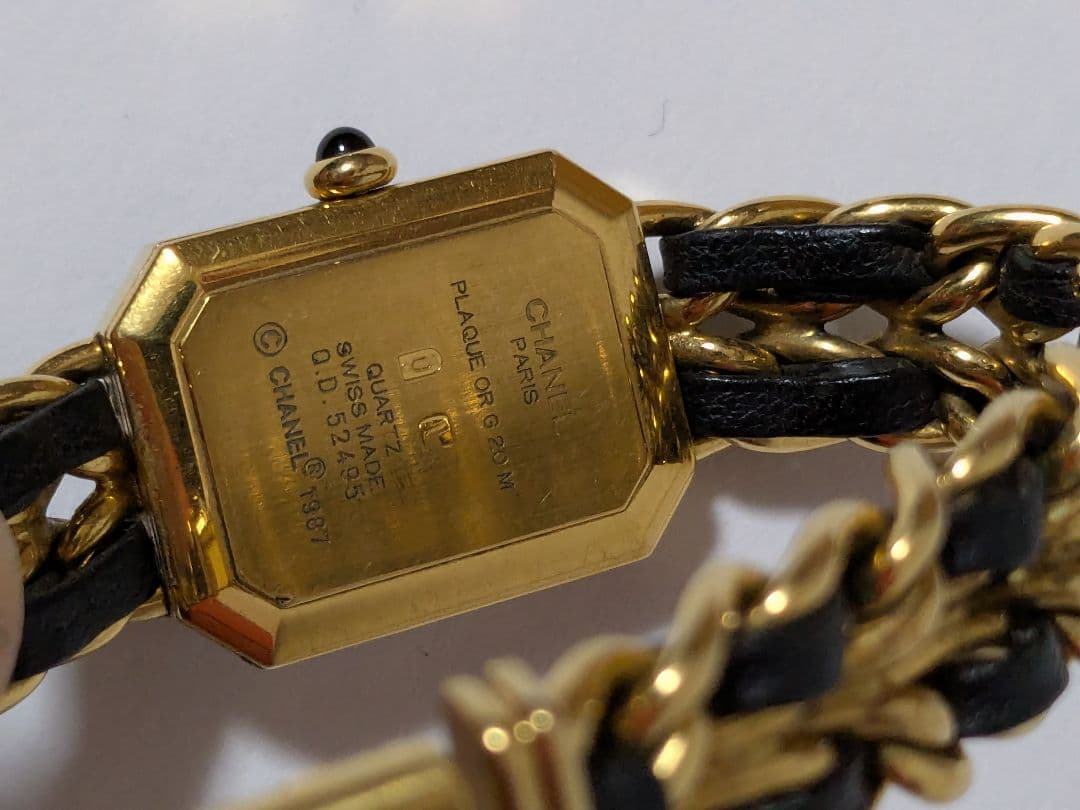 美品　CHANEL　プルミエールＬ ゴールド×ブラック レディース　腕時計