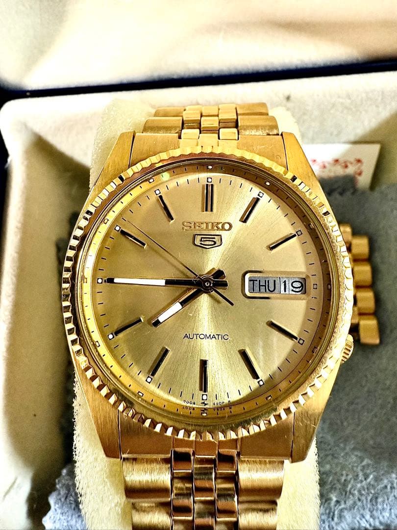 SEIKO 5自動巻き時計 ゴールド