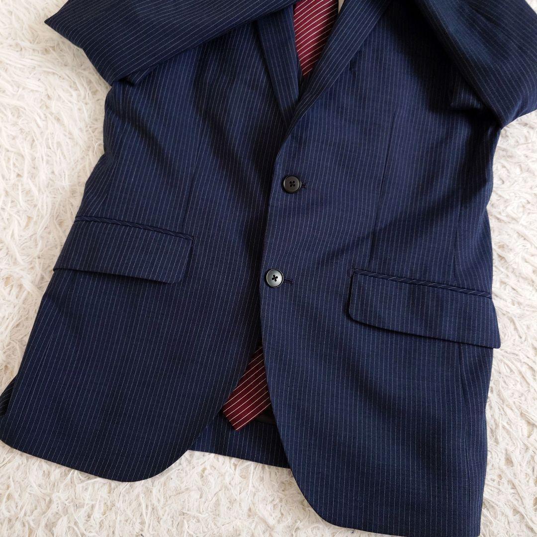 ジャーナルワークス　スリーピーススーツ　ネイビー　ストライプ　Y5　細身　M相当