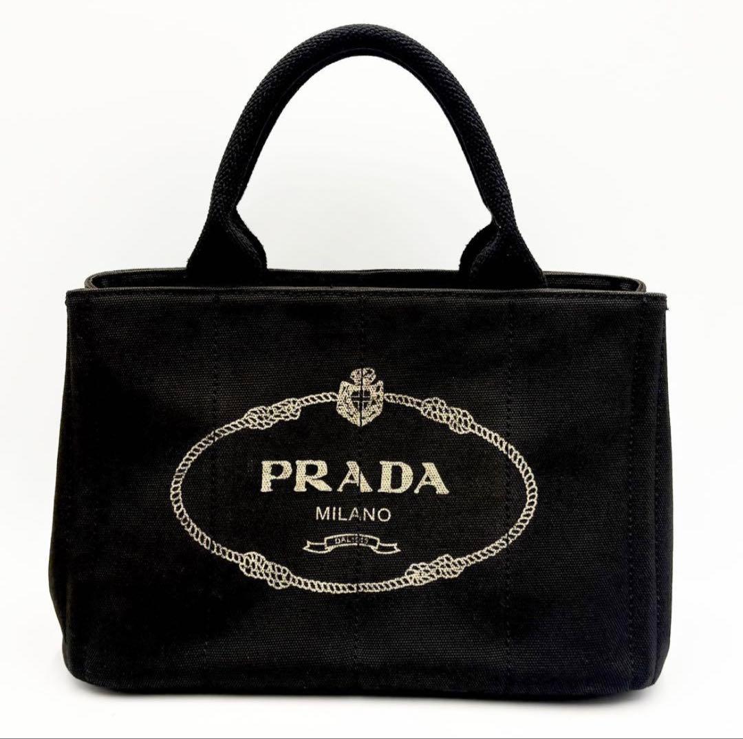 人気✨PRADAトートバッグ 2way カナパ Sサイズ 黒 ゴールド金具