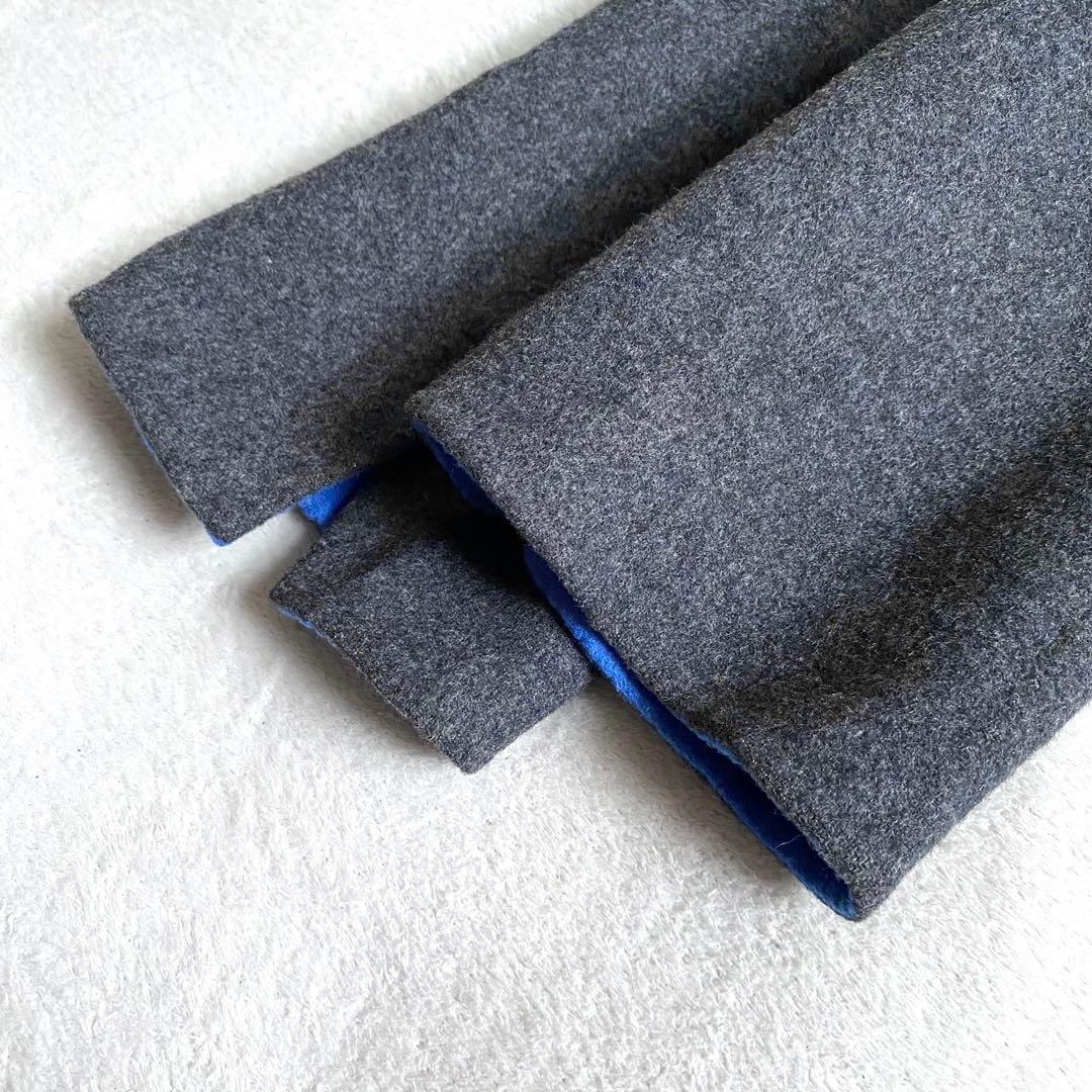 【美品✨】ENFOLD ウールリバーノーカラーコート　バイカラー　グレー×ブルー