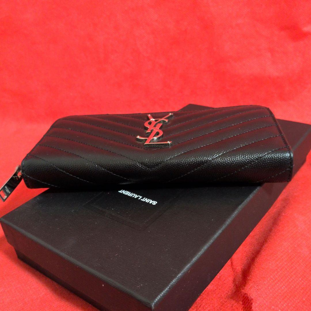 SANT LAURENT／サンローラン 長財布　 キャビアスキン ／YSL／黒