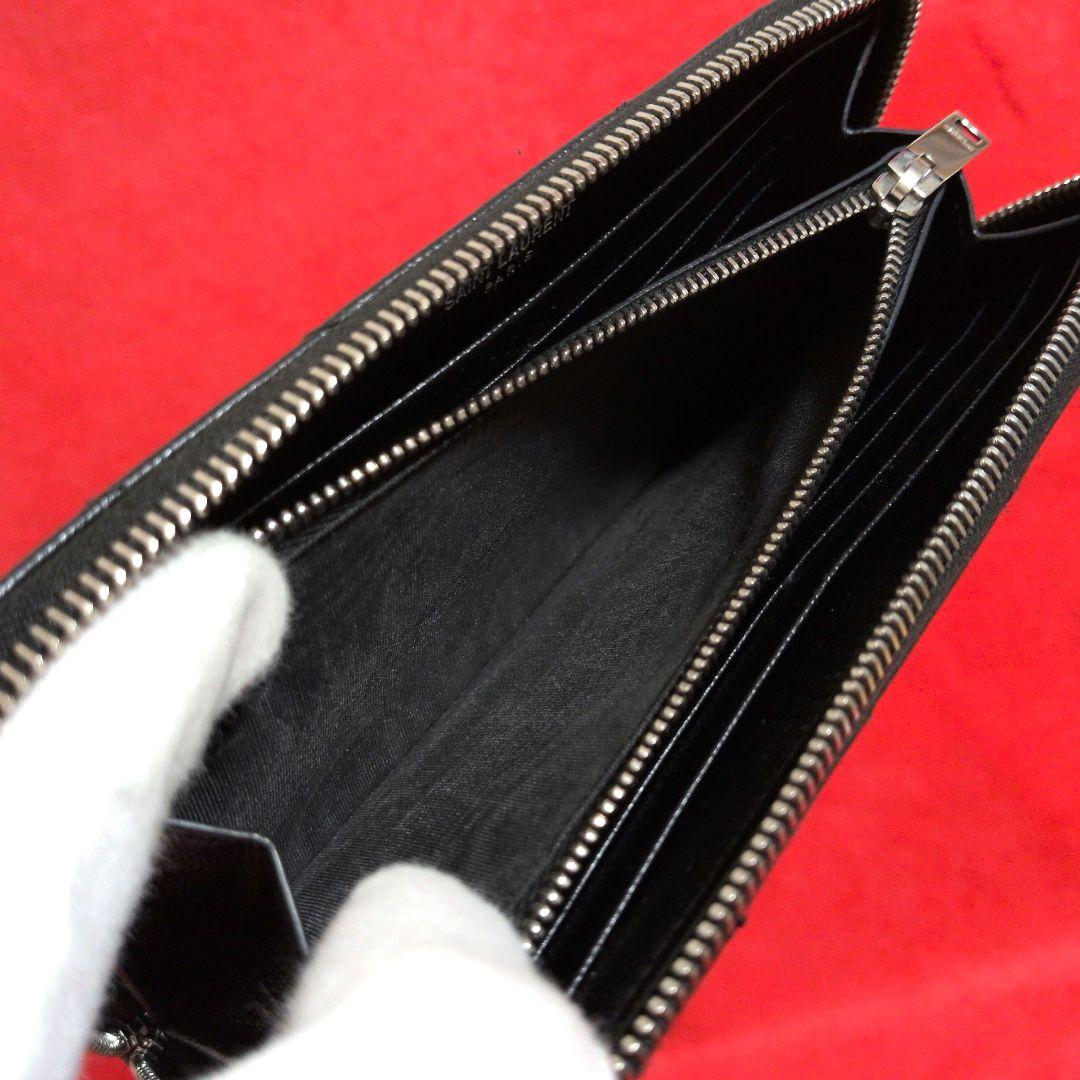 SANT LAURENT／サンローラン 長財布　 キャビアスキン ／YSL／黒