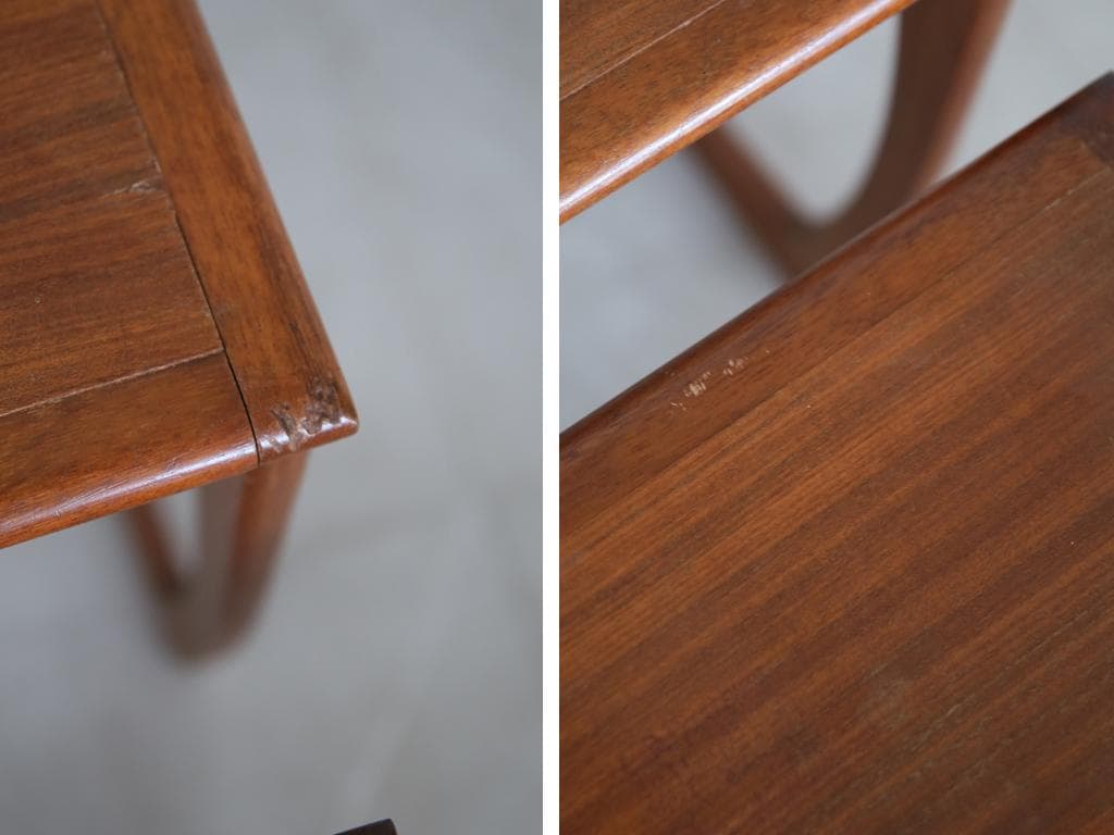 英国アンティークSUNELM製チークネストテーブル3台サイドテーブル92-125