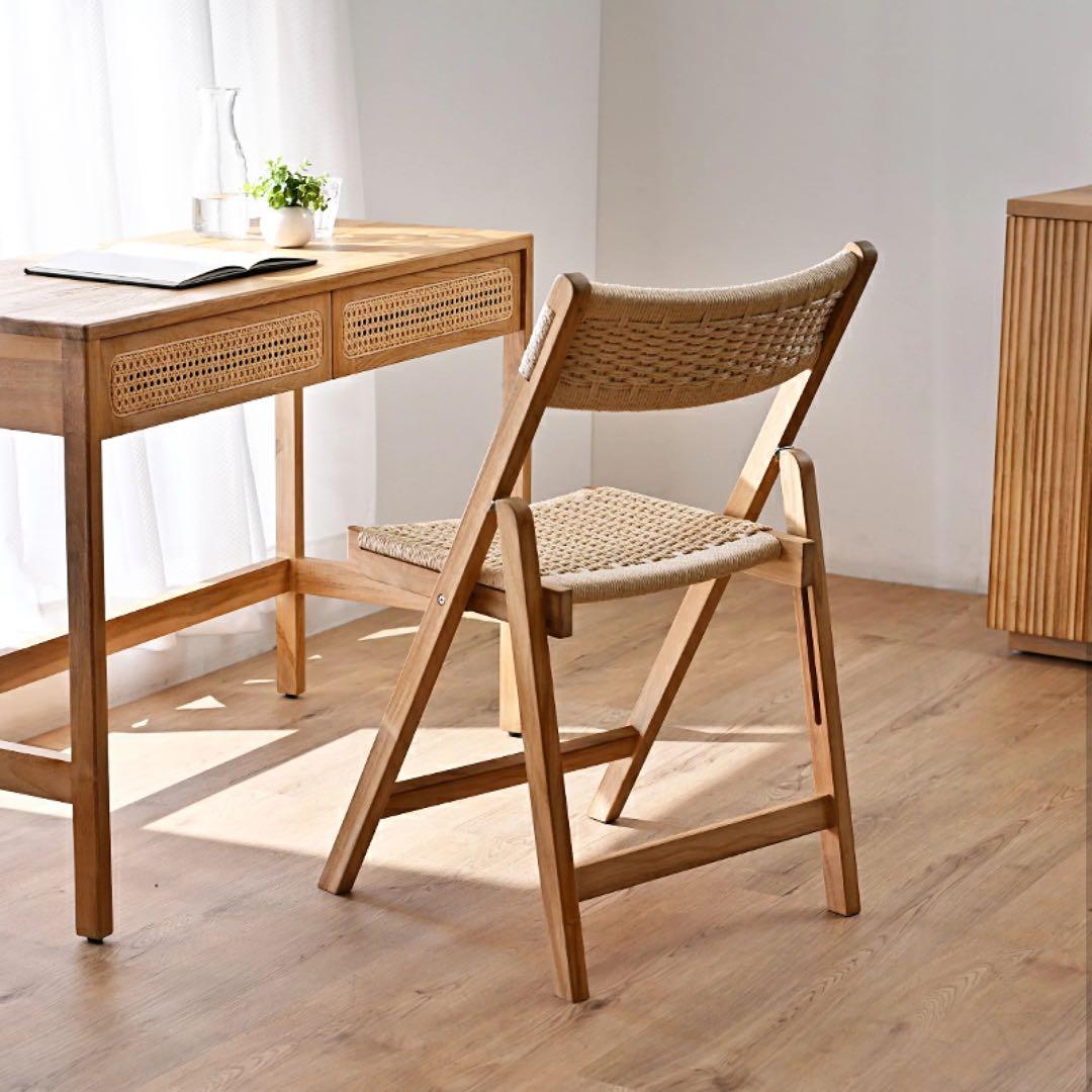 KAGLAB ペーパーコード×チーク材(ソープ仕上げ) 折りたたみチェア