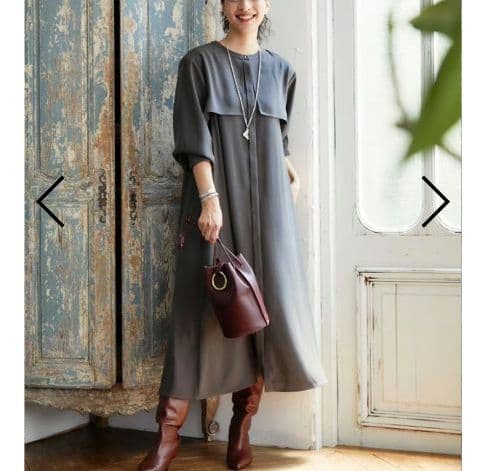 【極美品】オアーノ　ダブルヨーク　ワンピース　ロング　ベルト　トール