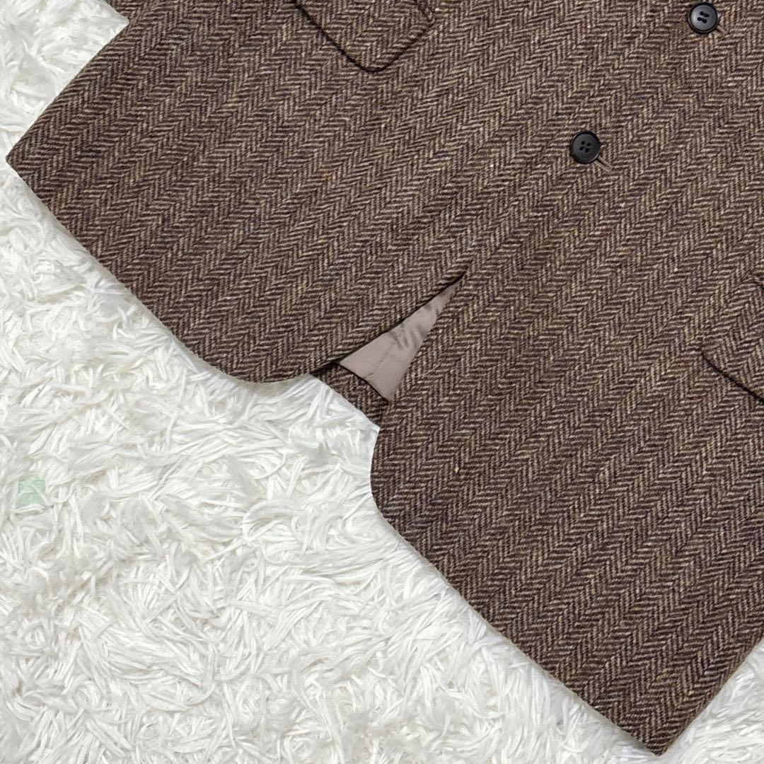ハリスツイード VAN　テーラードジャケット　ヘリンボーン　ブラウン　L