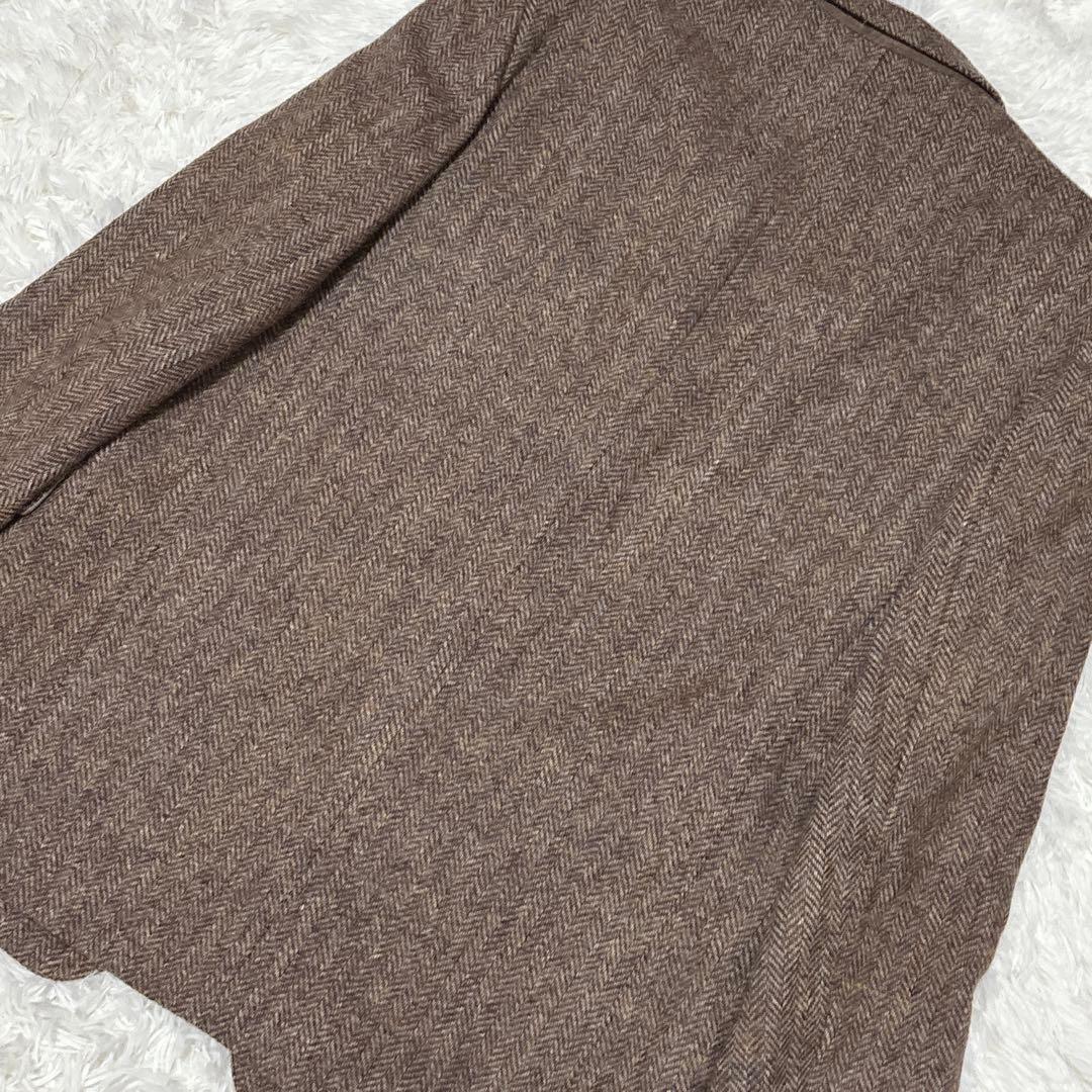 ハリスツイード VAN　テーラードジャケット　ヘリンボーン　ブラウン　L