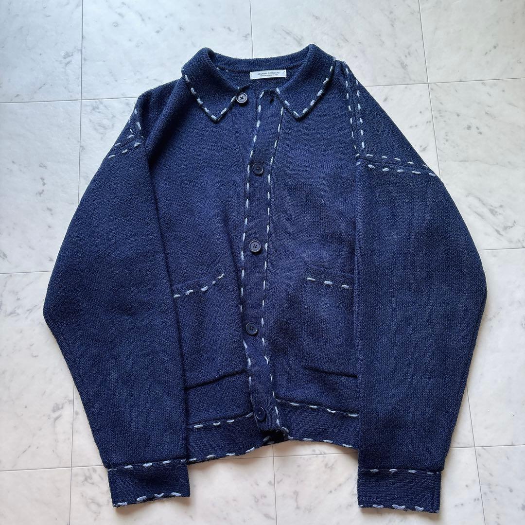 ジャーナルスタンダード　ハンドステッチブラッシュド カーディガン　ネイビー