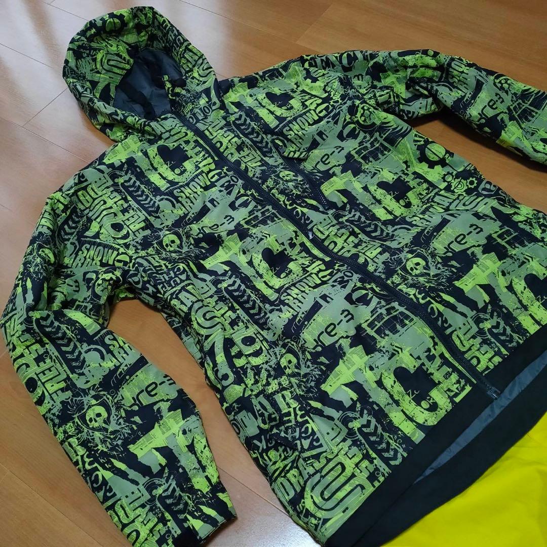 スノーボードウェア上下セット グリーン/イエロー　総柄　派手目