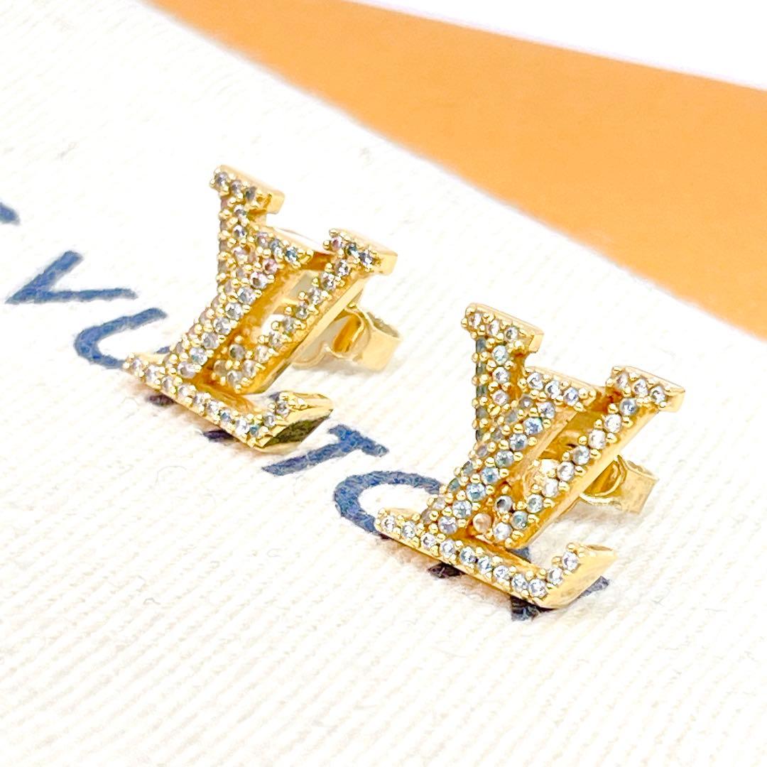 LOUIS VUITTON ピアス　アイコニック　ストラス　ストーン　ゴールド