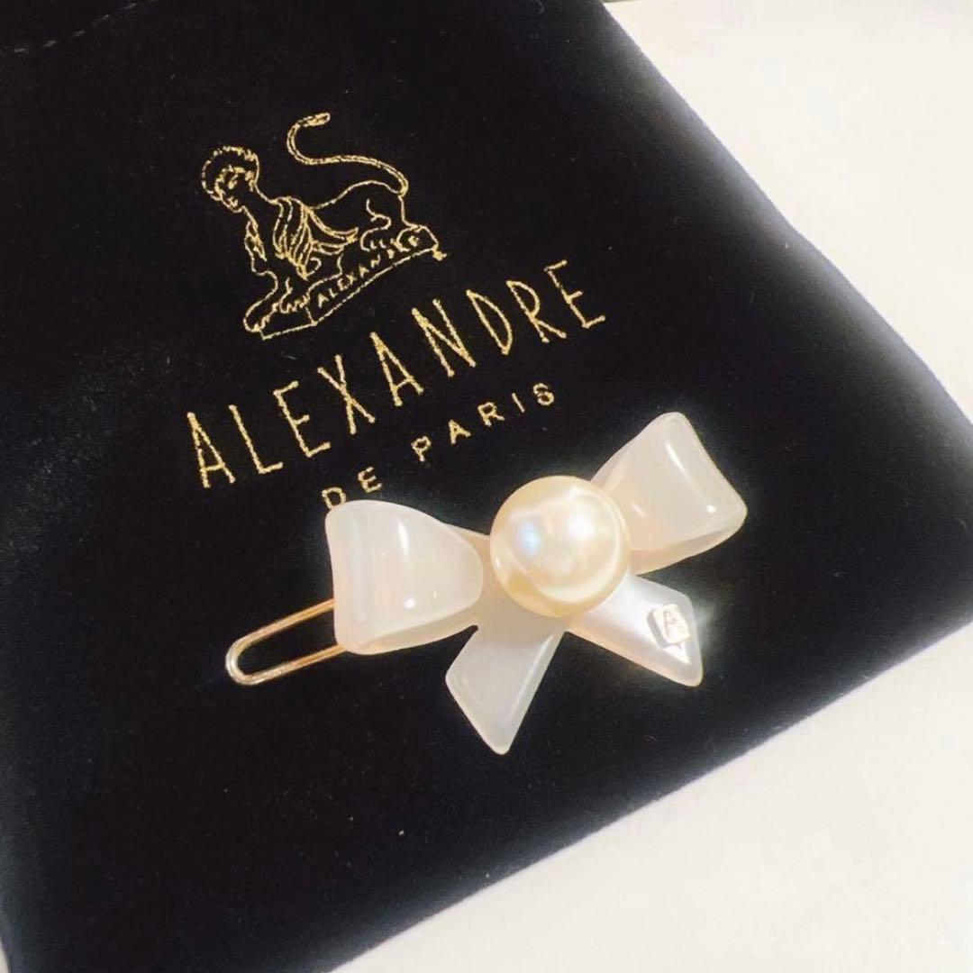 新品 ALEXANDRE DE PARIS リボン パール ボールピン