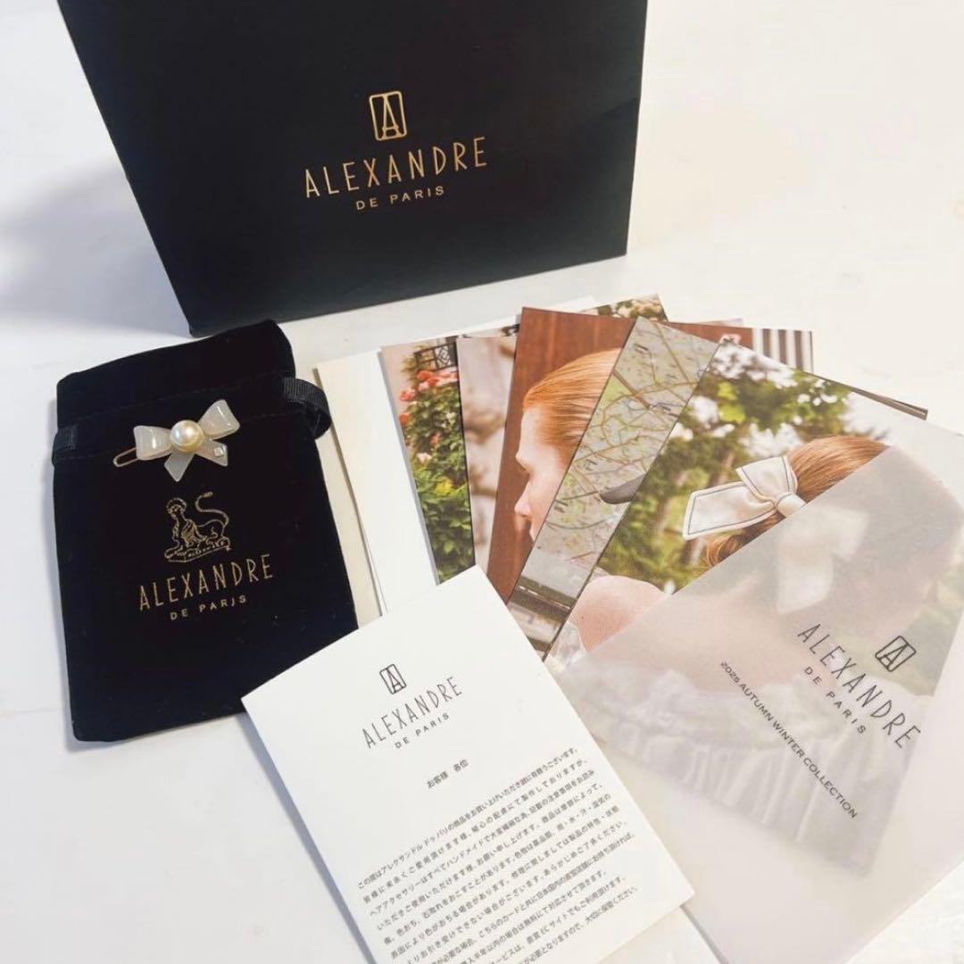 新品 ALEXANDRE DE PARIS リボン パール ボールピン