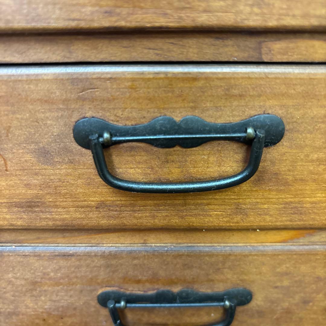 古道具 木製 小引き出し 5段 金具付き 昭和レトロ 収納棚 アンティーク