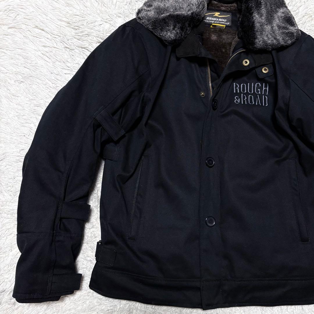 【未使用級】ラフ&ロード　ライダースジャケット　ファー裏地　刺繍　ブラック