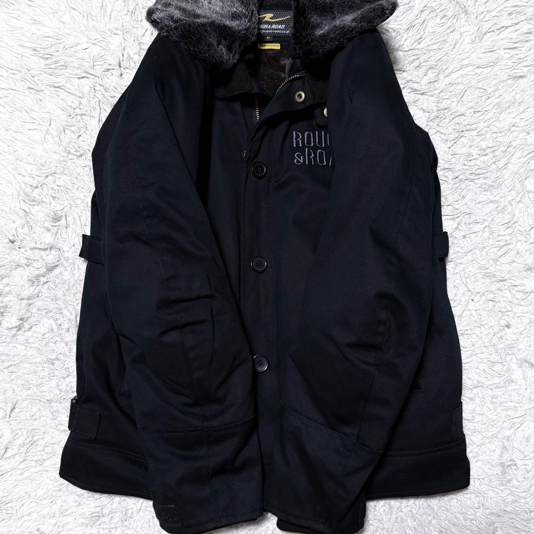 【未使用級】ラフ&ロード　ライダースジャケット　ファー裏地　刺繍　ブラック