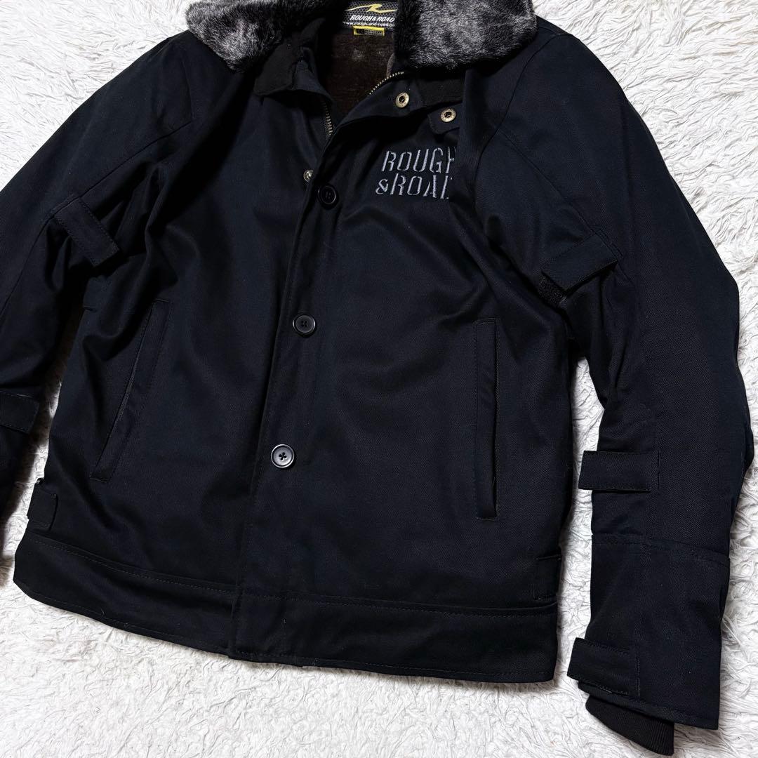 【未使用級】ラフ&ロード　ライダースジャケット　ファー裏地　刺繍　ブラック