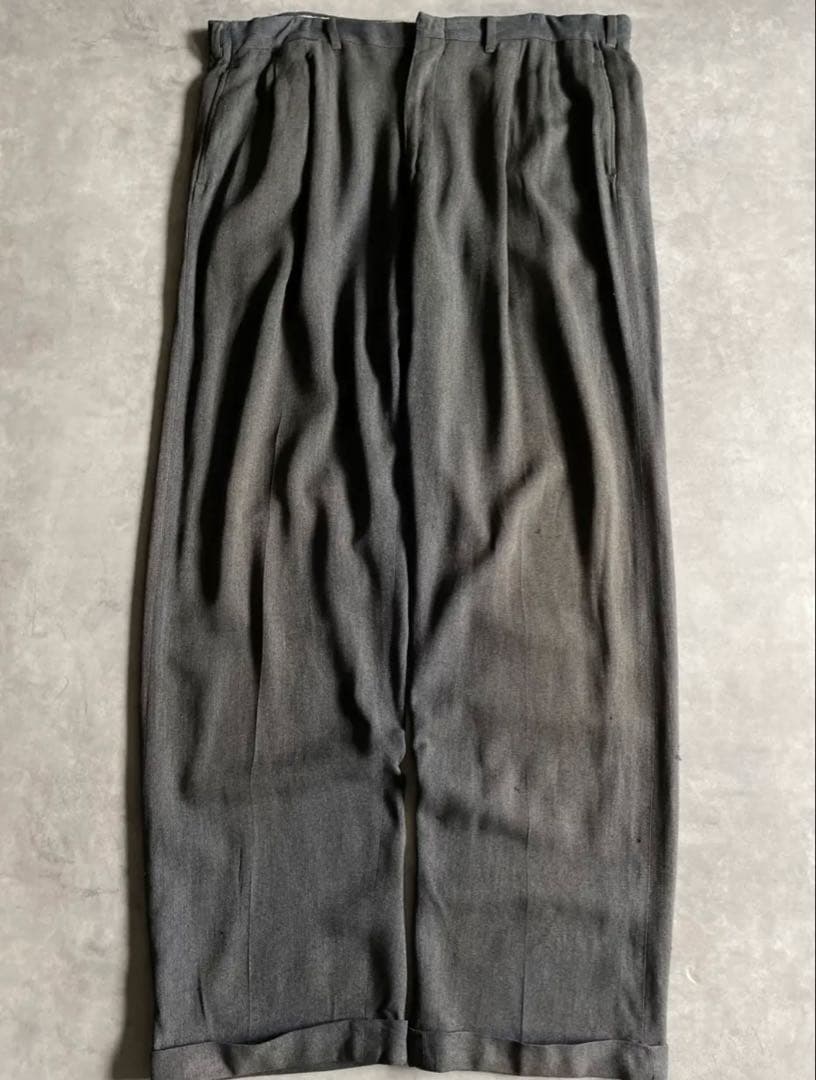 50s black rayon slacks ブラックシャンブレー