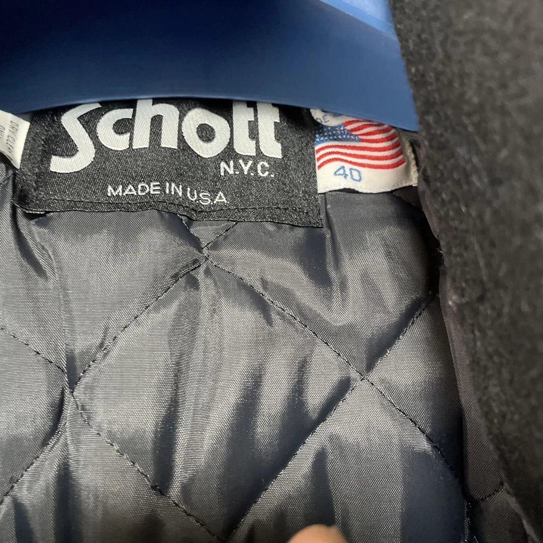 Schott ブラック ウール シングルピーコート サイズ40ジントニック