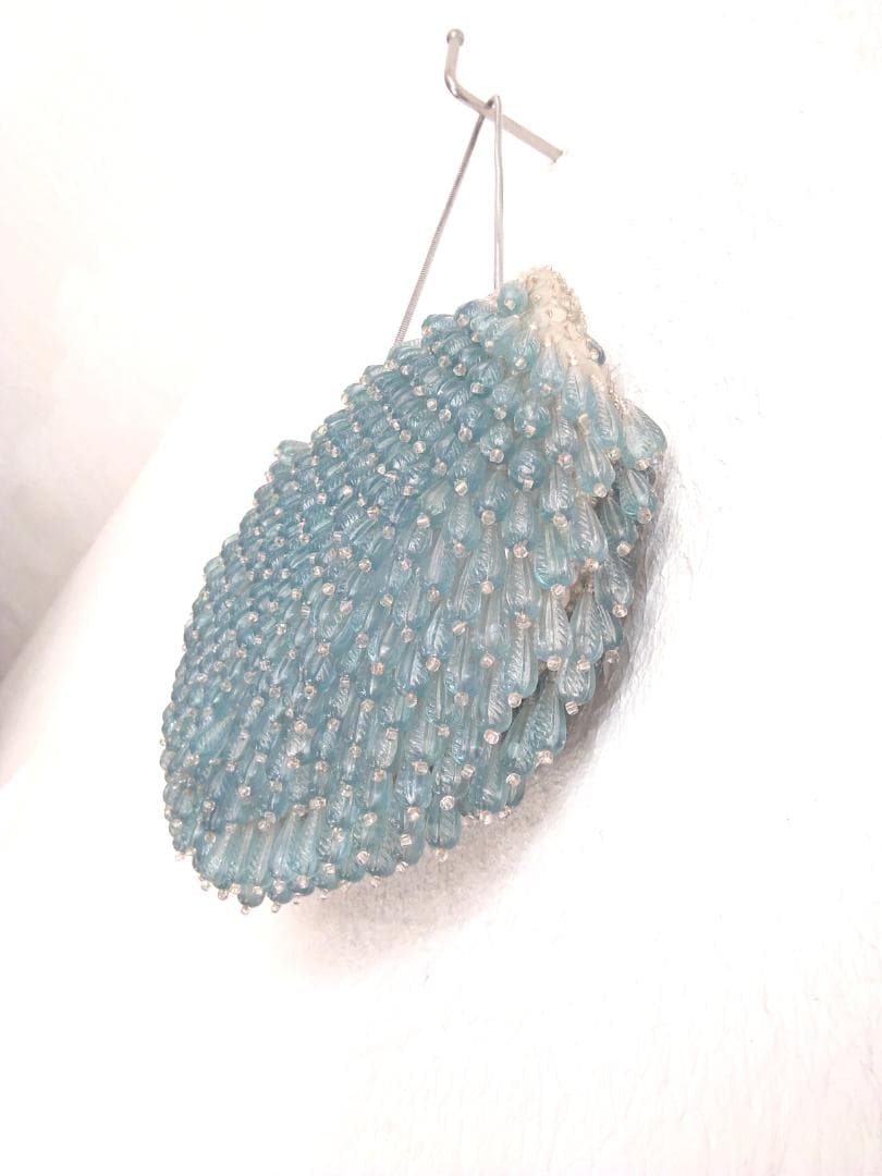 アンティークビーズバッグ　USA　ヴィンテージ　水色　フォーマル　パーティー