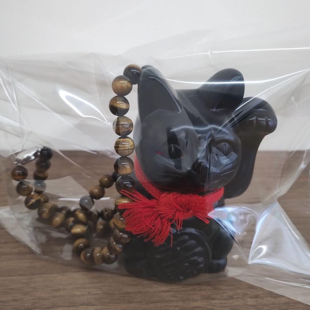 招き猫　置き物　パワーストーン　那智黒石　縁起物　天然石　やたがらす伝説