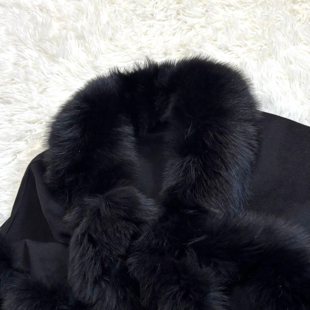 ポンチョ カシミヤ100% フォックスファー ブラック L〜LL