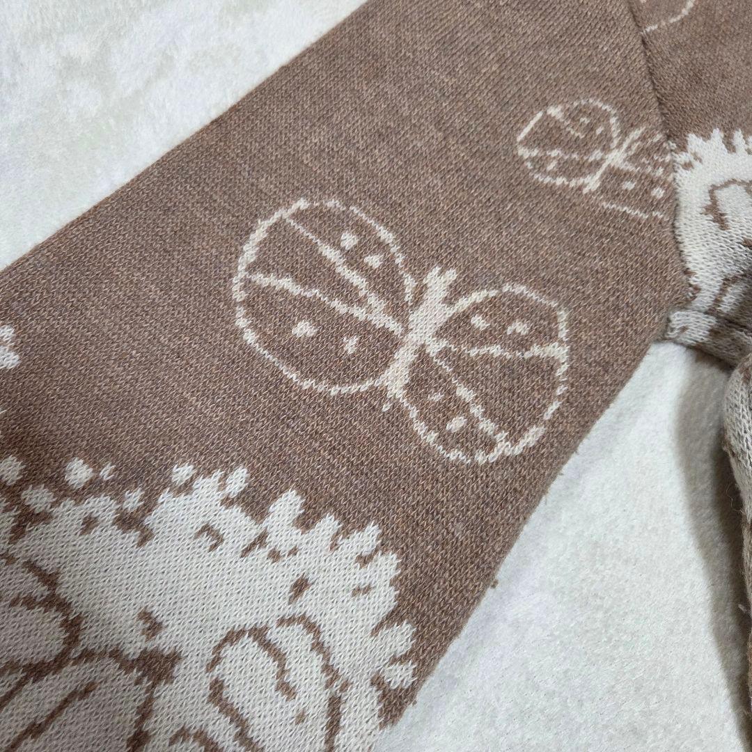 [美品]Franche lippee ニットロングコート ネコ柄 蝶々柄