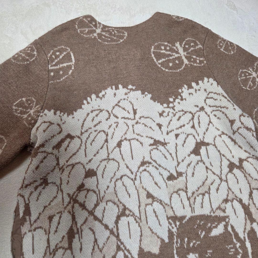 [美品]Franche lippee ニットロングコート ネコ柄 蝶々柄