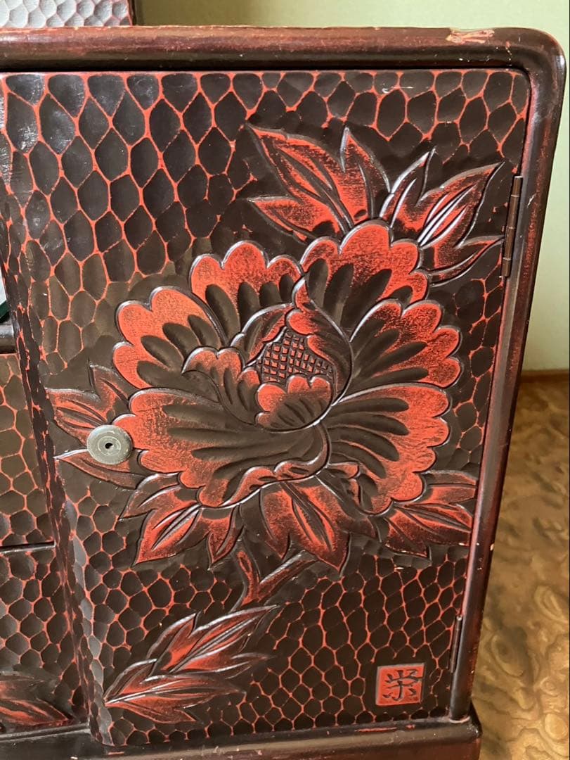 昭和レトロ鎌倉彫座鏡鏡台ドレッサー三面鏡化粧台