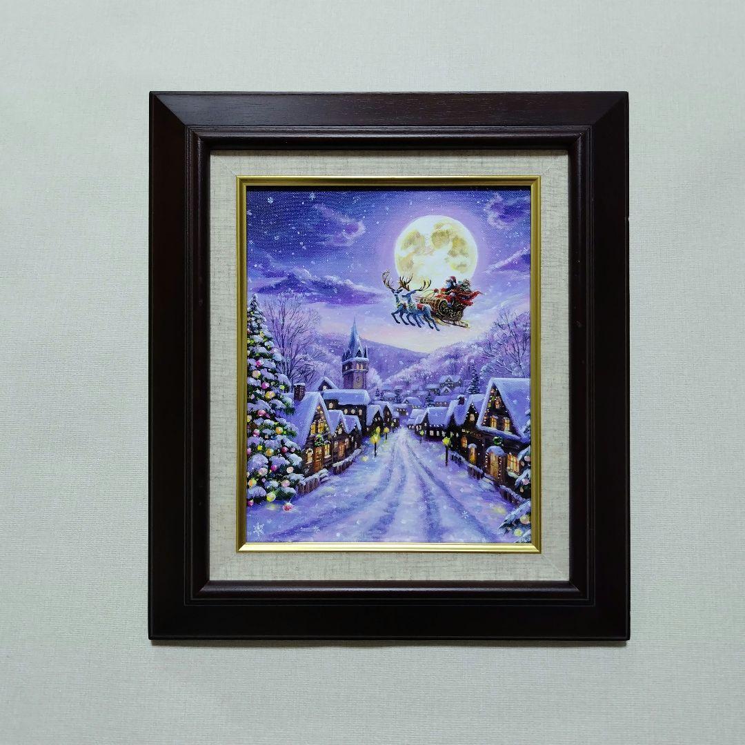 む*ん様 【雪の降る町】アクリル画 F3 風景画 絵画