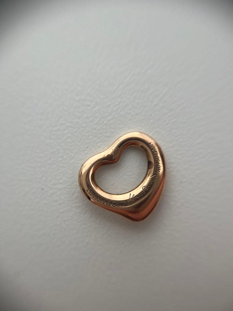 ティファニー K18PG オープンハート ペンダントトップ ネックレス