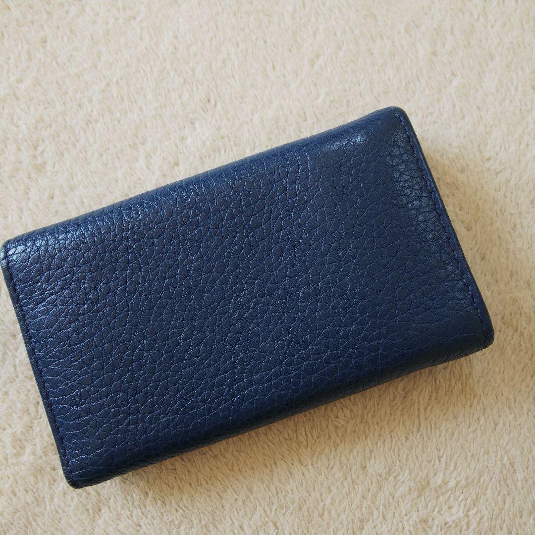 【極美品】最高級 PLADA プラダ レザー ブルー キーケース 折り畳み式