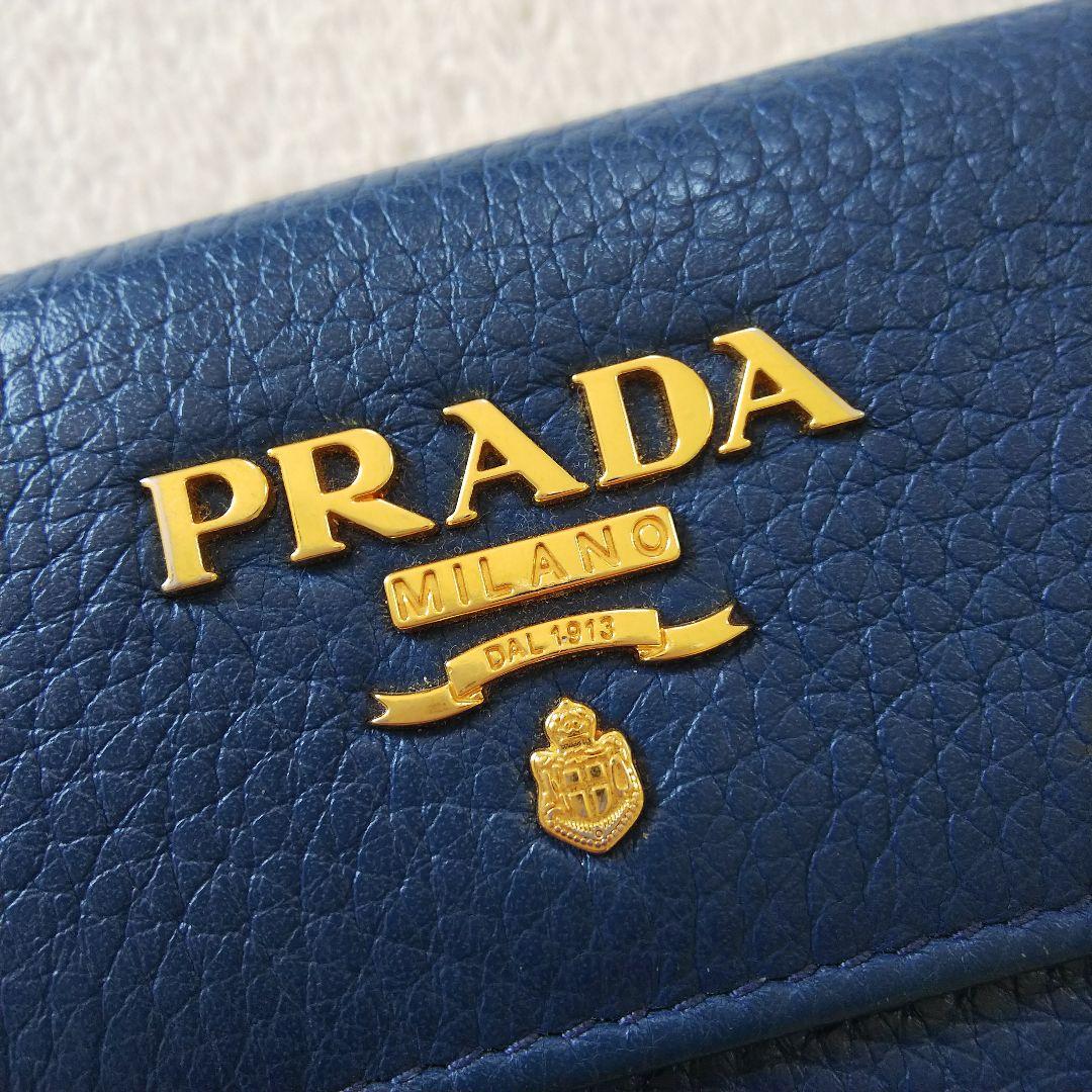 【極美品】最高級 PLADA プラダ レザー ブルー キーケース 折り畳み式