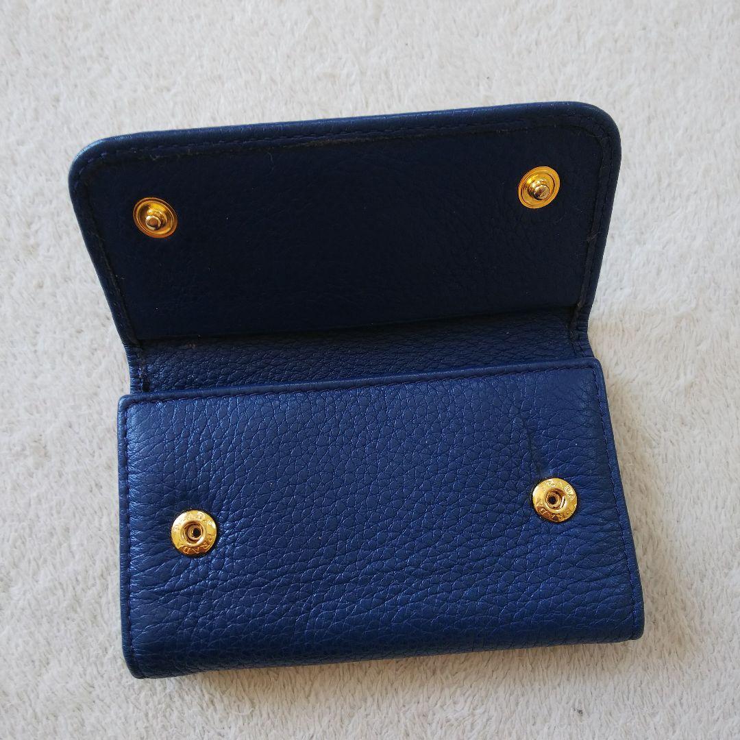 【極美品】最高級 PLADA プラダ レザー ブルー キーケース 折り畳み式