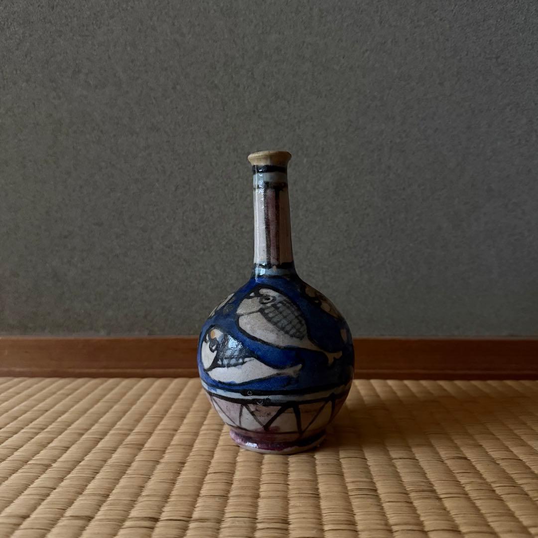 マジョリカ焼 マヨリカ焼 色絵魚文瓶 18世紀 古美術 骨董 デルフト 江戸時代