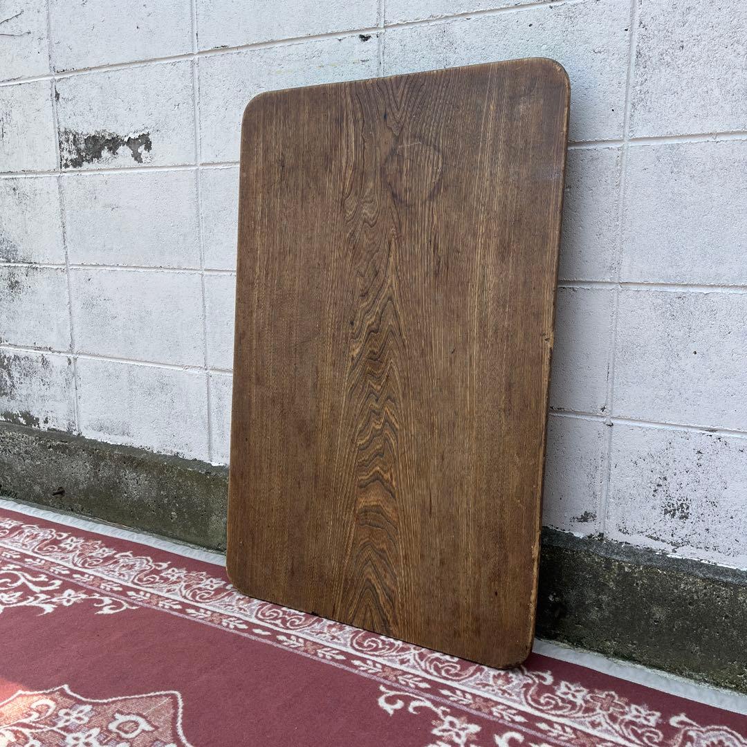 当時物アンティーク◾️木製無垢材 一枚板天板 ローテーブル 折りたたみ式ちゃぶ台