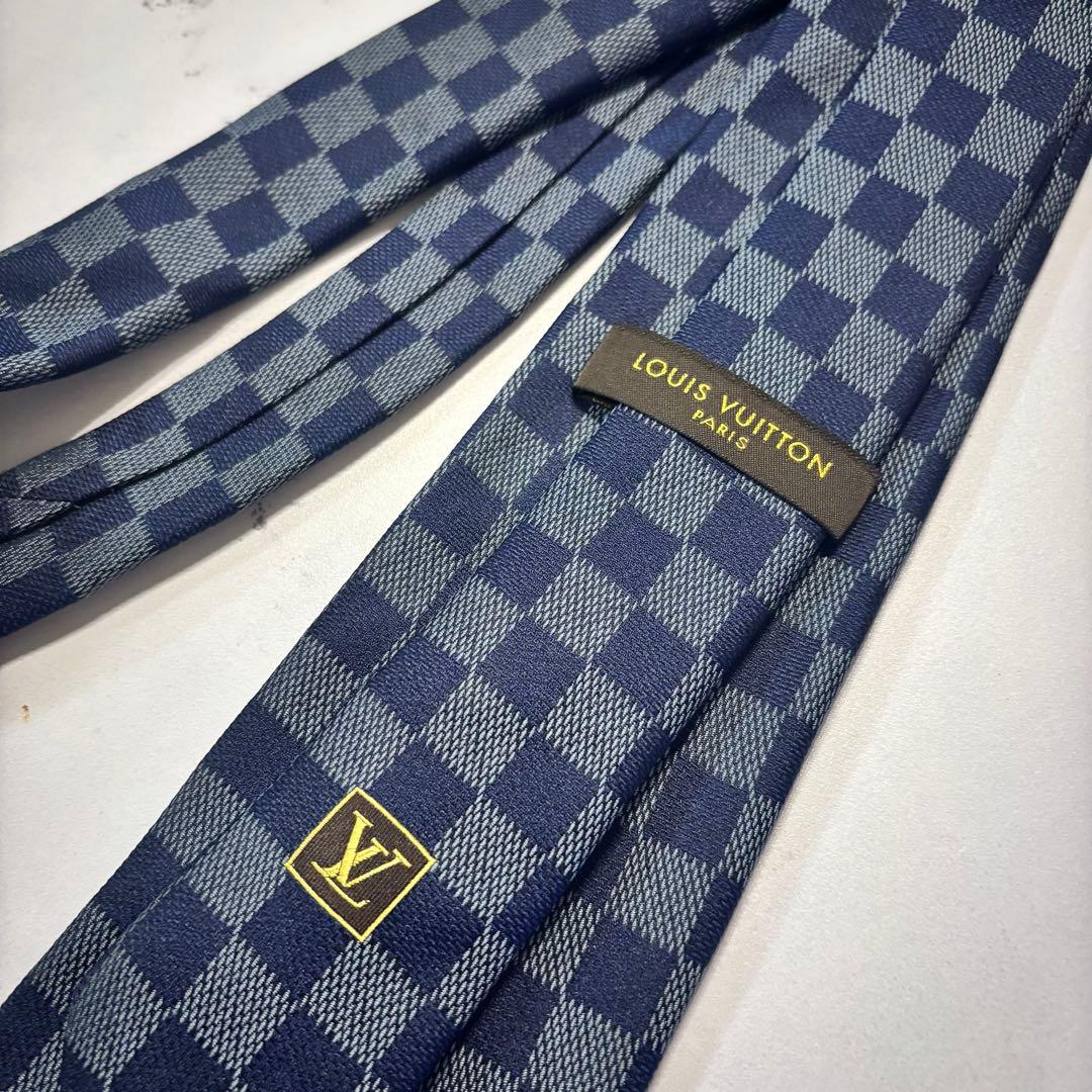 ルイヴィトン ダミエ柄 ネクタイ ネイビー LOUIS VUITTON メンズ